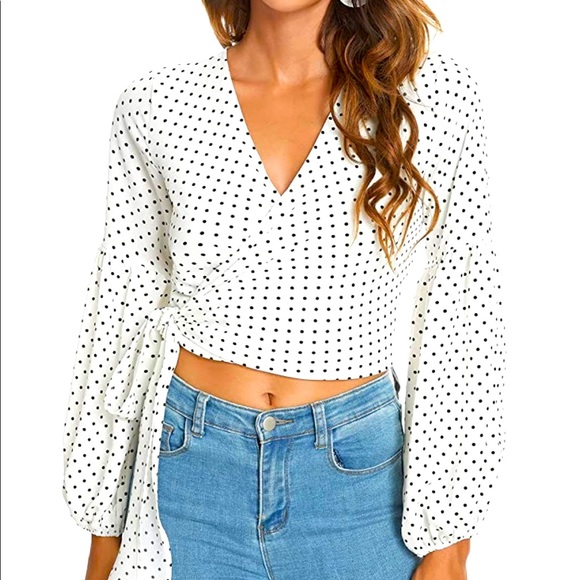 Women’s Long Sleeve V Neck White/Black Polka Dot. Size XL. OFFERS WELCOME‼️‼️ - Picture 2 of 9